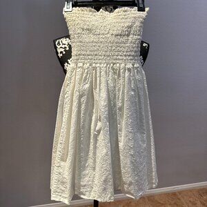 White Eyelet Strapless mini dress